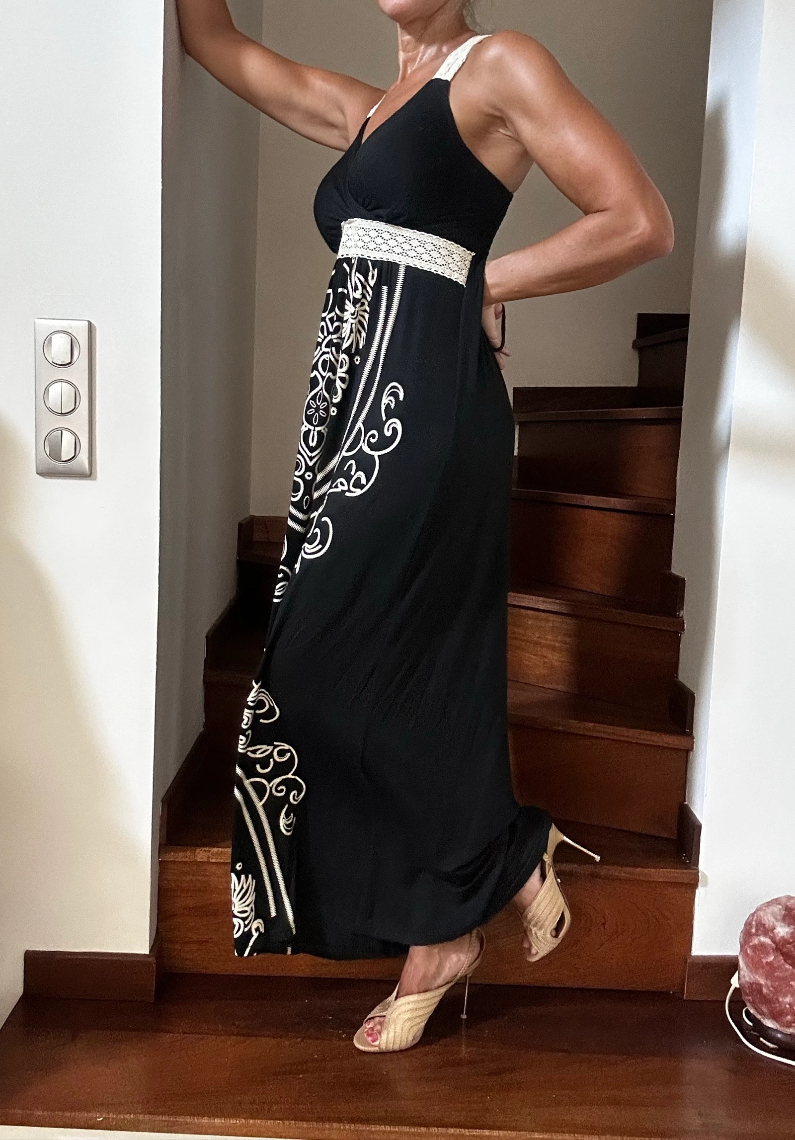 Long bohemian black & ecru dress – Size S/M – photo 10